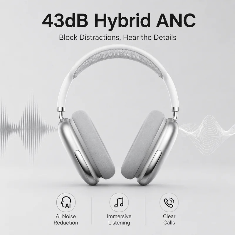 Anc Wireless Over Ear Headphones - Headphone Nirkabel Bluetooth ANC Over Ear