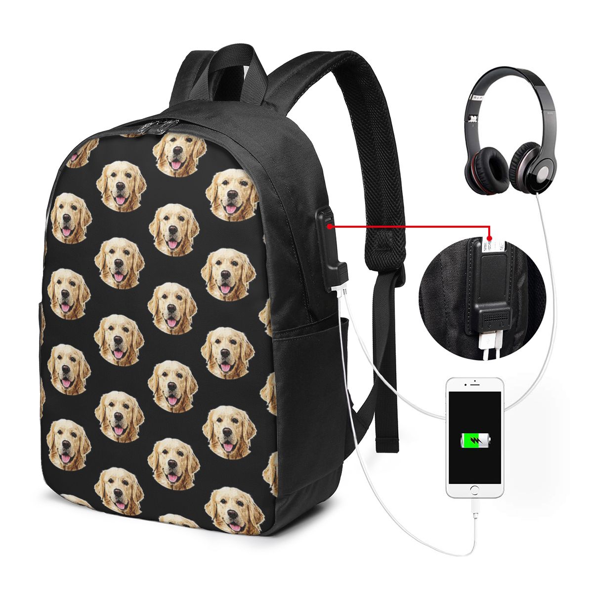 Laptops - Tas Ransel Potret Wajah Golden Retriever